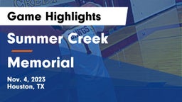 Summer Creek  vs Memorial  Game Highlights - Nov. 4, 2023
