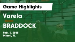 Varela  vs BRADDOCK Game Highlights - Feb. 6, 2018
