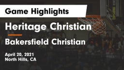 Heritage Christian   vs Bakersfield Christian  Game Highlights - April 20, 2021
