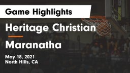 Heritage Christian   vs Maranatha  Game Highlights - May 18, 2021