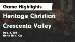 Heritage Christian   vs Crescenta Valley  Game Highlights - Dec. 2, 2021