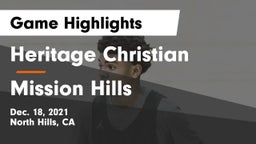 Heritage Christian   vs Mission Hills  Game Highlights - Dec. 18, 2021