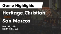 Heritage Christian   vs San Marcos  Game Highlights - Dec. 18, 2021