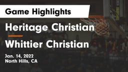 Heritage Christian   vs Whittier Christian  Game Highlights - Jan. 14, 2022
