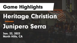Heritage Christian   vs Junipero Serra  Game Highlights - Jan. 22, 2022
