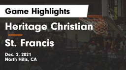 Heritage Christian   vs St. Francis  Game Highlights - Dec. 2, 2021