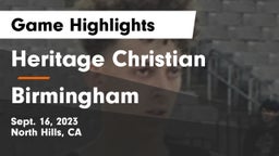 Heritage Christian   vs Birmingham  Game Highlights - Sept. 16, 2023