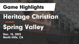 Heritage Christian   vs Spring Valley  Game Highlights - Dec. 15, 2023