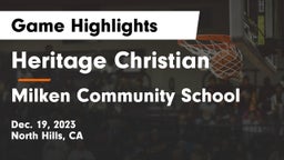 Heritage Christian   vs Milken Community School Game Highlights - Dec. 19, 2023