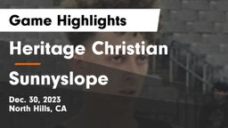 Heritage Christian   vs Sunnyslope  Game Highlights - Dec. 30, 2023