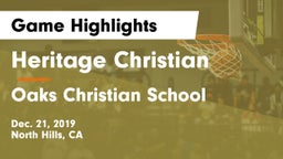 Heritage Christian   vs Oaks Christian School Game Highlights - Dec. 21, 2019