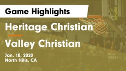 Heritage Christian   vs Valley Christian  Game Highlights - Jan. 10, 2020