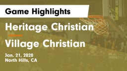 Heritage Christian   vs Village Christian  Game Highlights - Jan. 21, 2020