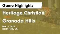 Heritage Christian   vs Granada Hills  Game Highlights - Dec. 1, 2021