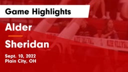 Alder  vs Sheridan  Game Highlights - Sept. 10, 2022