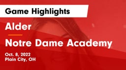 Alder  vs Notre Dame Academy  Game Highlights - Oct. 8, 2022