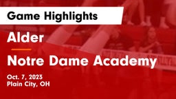 Alder  vs Notre Dame Academy Game Highlights - Oct. 7, 2023