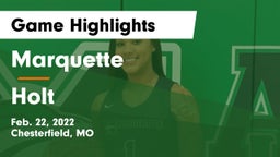 Marquette  vs Holt  Game Highlights - Feb. 22, 2022