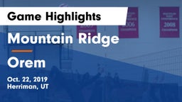 Mountain Ridge  vs Orem  Game Highlights - Oct. 22, 2019