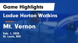 Ladue Horton Watkins  vs Mt. Vernon  Game Highlights - Feb. 1, 2020