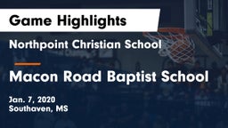 Northpoint Christian School vs Macon Road Baptist School Game Highlights - Jan. 7, 2020