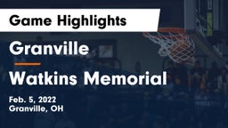 Granville  vs Watkins Memorial  Game Highlights - Feb. 5, 2022