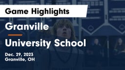 Granville  vs University School Game Highlights - Dec. 29, 2023