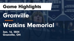 Granville  vs Watkins Memorial  Game Highlights - Jan. 16, 2024