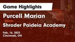 Purcell Marian  vs Shroder Paideia Academy  Game Highlights - Feb. 16, 2023