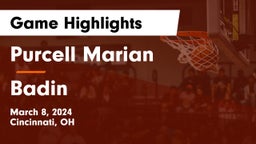 Purcell Marian  vs Badin  Game Highlights - March 8, 2024
