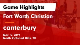 Fort Worth Christian  vs canterbury Game Highlights - Nov. 5, 2019