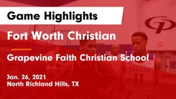 Fort Worth Christian  vs Grapevine Faith Christian School Game Highlights - Jan. 26, 2021
