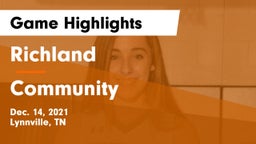Richland  vs Community  Game Highlights - Dec. 14, 2021