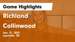 Richland  vs Collinwood  Game Highlights - Jan. 27, 2023