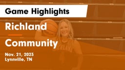 Richland  vs Community  Game Highlights - Nov. 21, 2023