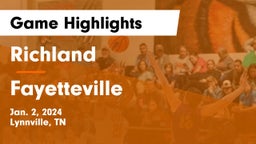 Richland  vs Fayetteville  Game Highlights - Jan. 2, 2024