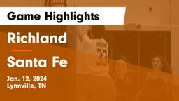 Richland  vs Santa Fe  Game Highlights - Jan. 12, 2024