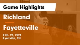 Richland  vs Fayetteville  Game Highlights - Feb. 23, 2024