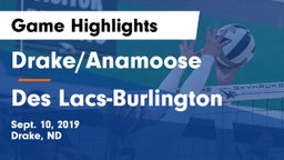 Drake/Anamoose  vs Des Lacs-Burlington  Game Highlights - Sept. 10, 2019