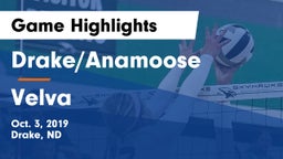 Drake/Anamoose  vs Velva  Game Highlights - Oct. 3, 2019