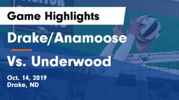 Drake/Anamoose  vs Vs. Underwood Game Highlights - Oct. 14, 2019