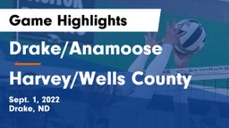 Drake/Anamoose  vs Harvey/Wells County Game Highlights - Sept. 1, 2022