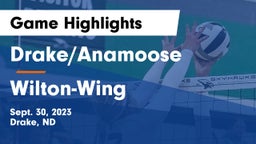 Drake/Anamoose  vs Wilton-Wing Game Highlights - Sept. 30, 2023