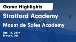 Stratford Academy  vs Mount de Sales Academy  Game Highlights - Jan. 11, 2019