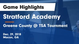 Stratford Academy  vs Greene County @ TSA Tournment Game Highlights - Dec. 29, 2018