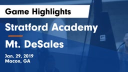 Stratford Academy  vs Mt. DeSales Game Highlights - Jan. 29, 2019