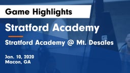 Stratford Academy  vs Stratford Academy @ Mt. Desales Game Highlights - Jan. 10, 2020
