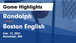 Randolph  vs Boston English  Game Highlights - Feb. 12, 2022