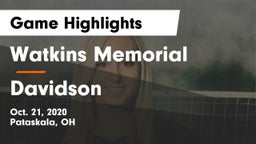 Watkins Memorial  vs Davidson  Game Highlights - Oct. 21, 2020