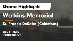 Watkins Memorial  vs St. Francis DeSales  (Columbus) Game Highlights - Oct. 31, 2020